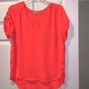 Lily white coral top blouse with button sleeves large